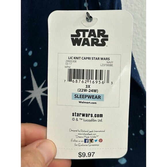 Star Wars  Knit Capri Pajama Pants Navy Blue Plus Size 3X Novelty Sleepwear NWT - Picture 6 of 13